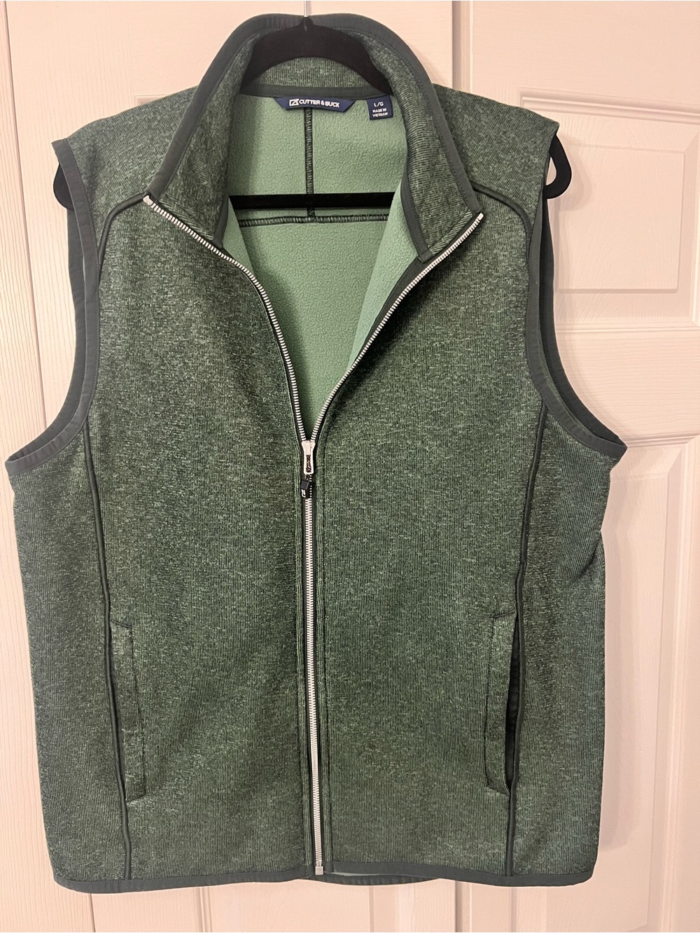 Cutter & Buck Green Mainsail sweater-knit Men's Full-Zip Vest- Large